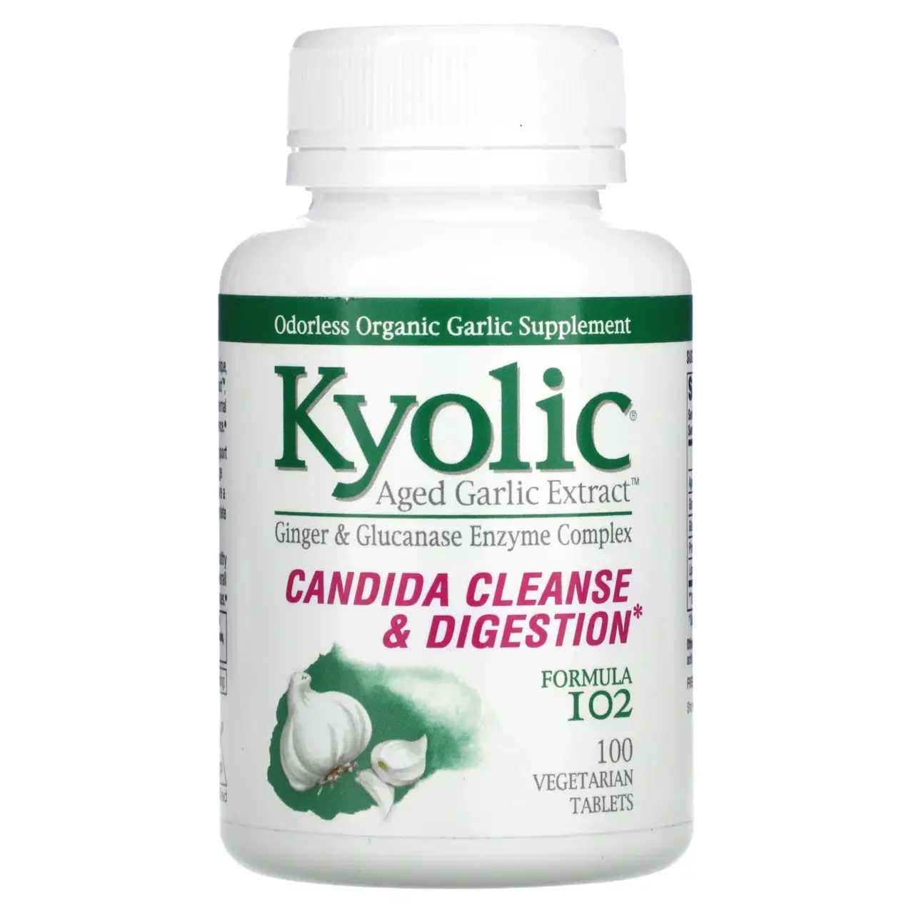

Kyolic, Kyolic Formula 102, Candida Cleanse & Digestion, 100 Vegetarian Tablets