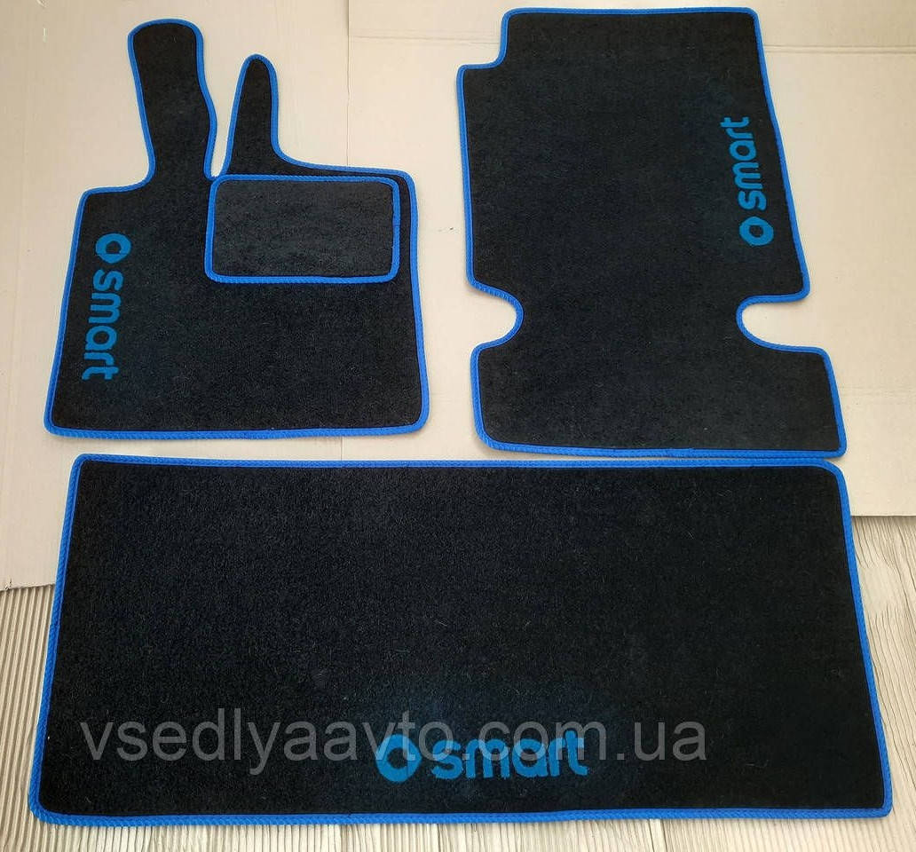 

Текстильные коврики для Smart Fortwo 450 (в салон и в багажник), Черный