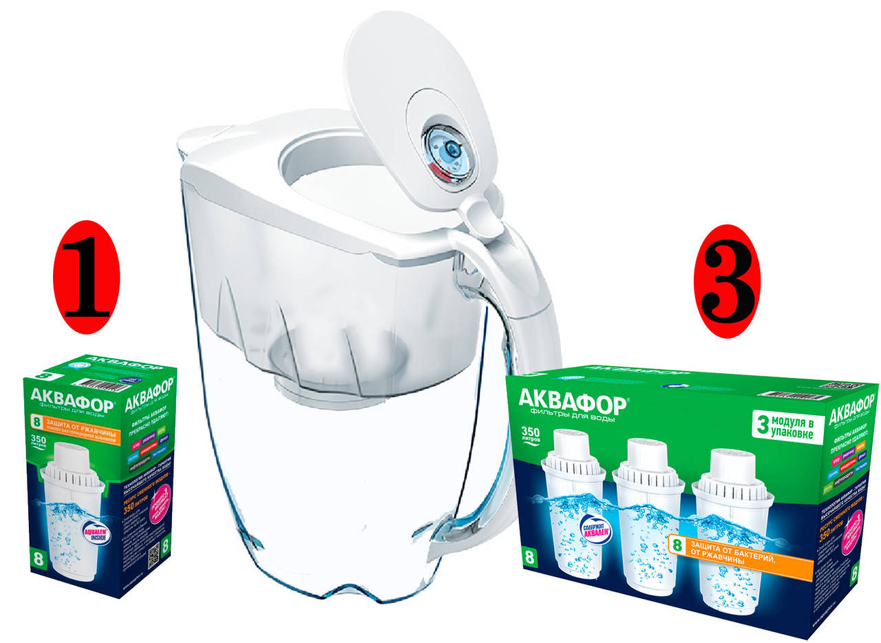 

Фильтр для очистки питьевой воды кувшин Аквафор Арктик В8 Белый с четырьмя картриджами В100-8