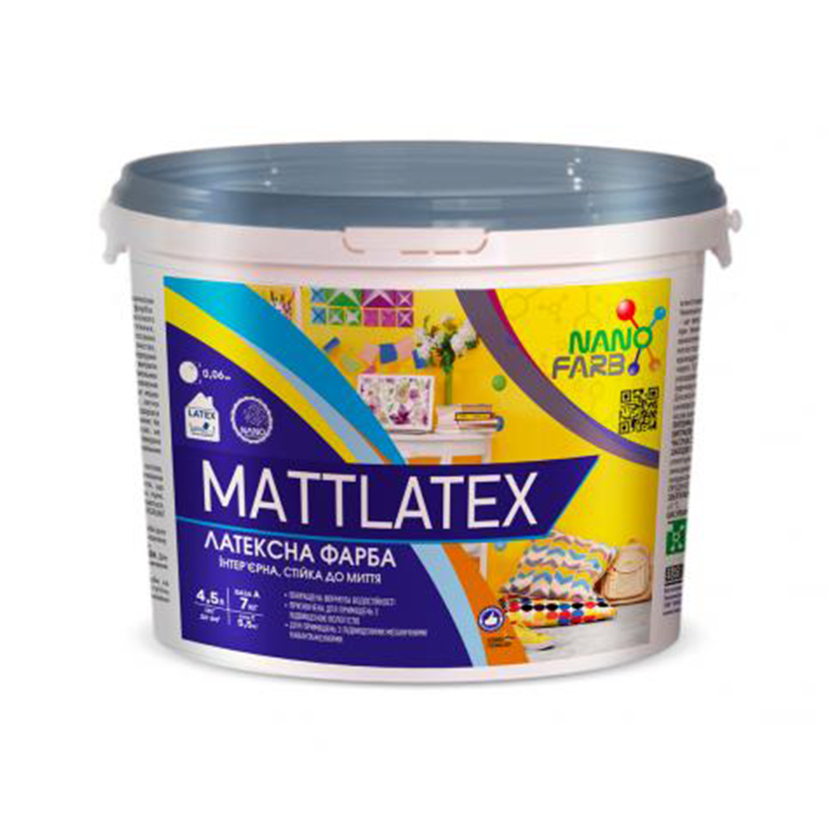 

Латексная краска Nanofarb Mattlatex матовая 7кг, Белый
