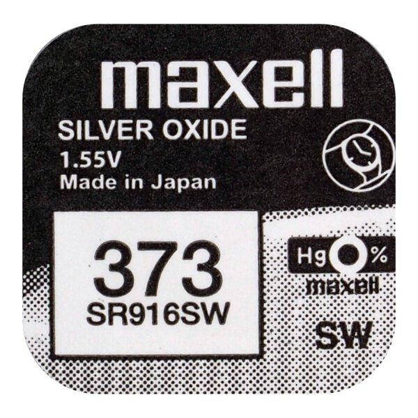 

Батарейка серебрянно-цинковая Maxell 373 SR916SW, 1.55V, блистер