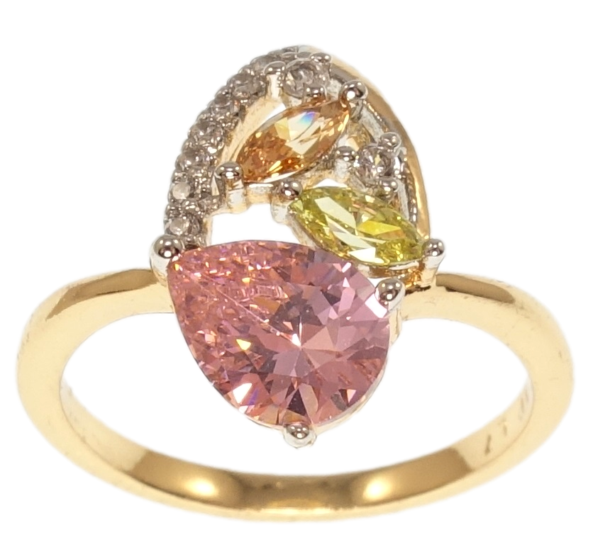 

Кольцо Xuping Позолота 18K+Родий "Цветные фианиты" р.16.5,17
