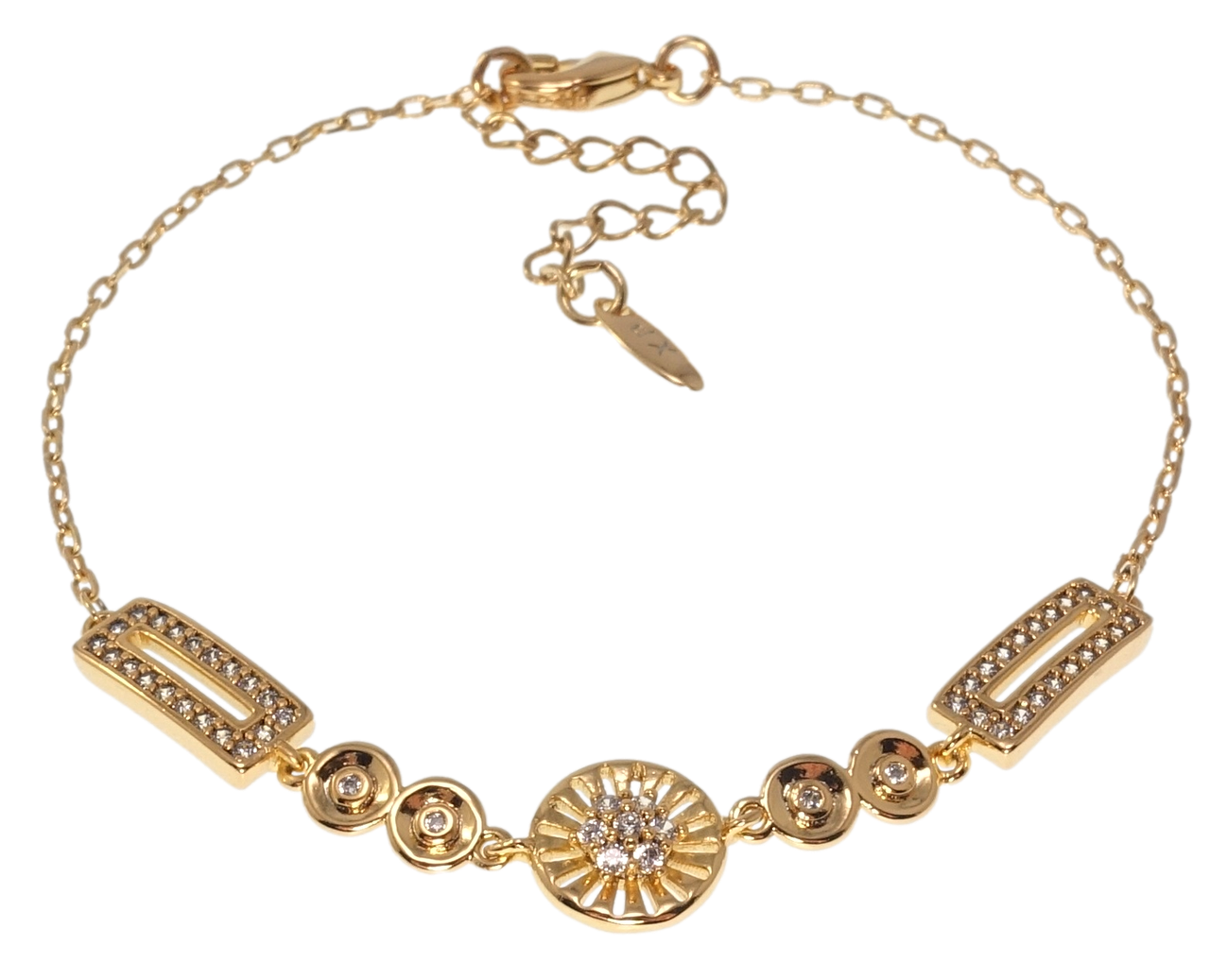 

Браслет Xuping Позолота 18K "Якорное плетение с вставкой" длина с доп.цепочкой 17,5-20см х 1мм