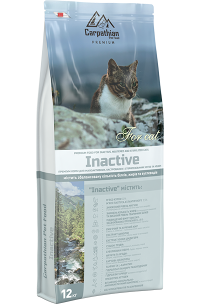 

Carpathian Pet Food-Inactive 12 кг для малоактивных, кастрированных и стерилизованных котов и кошек всех пород