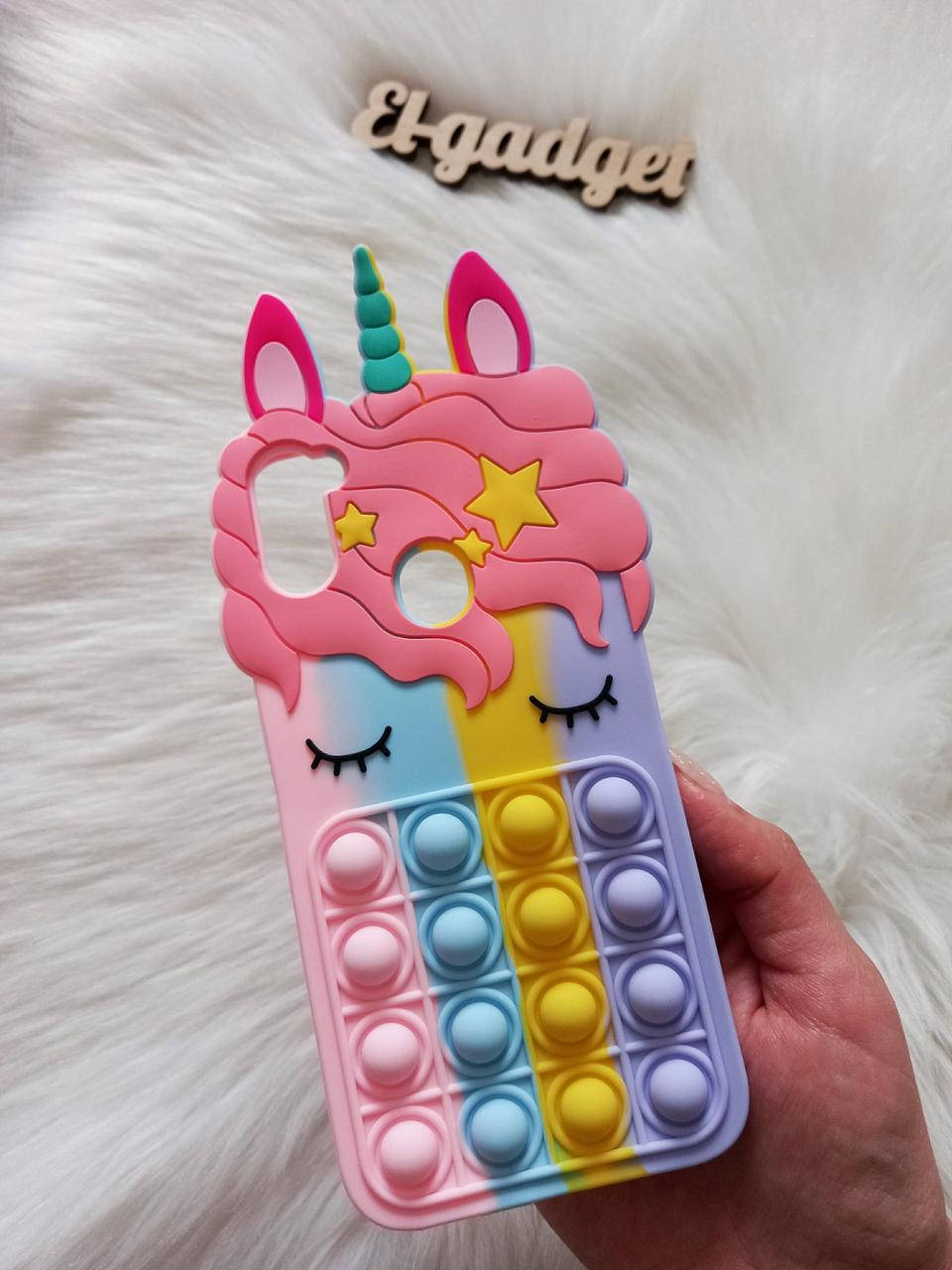 

Чехол Pop it для Samsung A11 (A115) Единорог Попит антистресс силиконовый детский радужный, Разные цвета