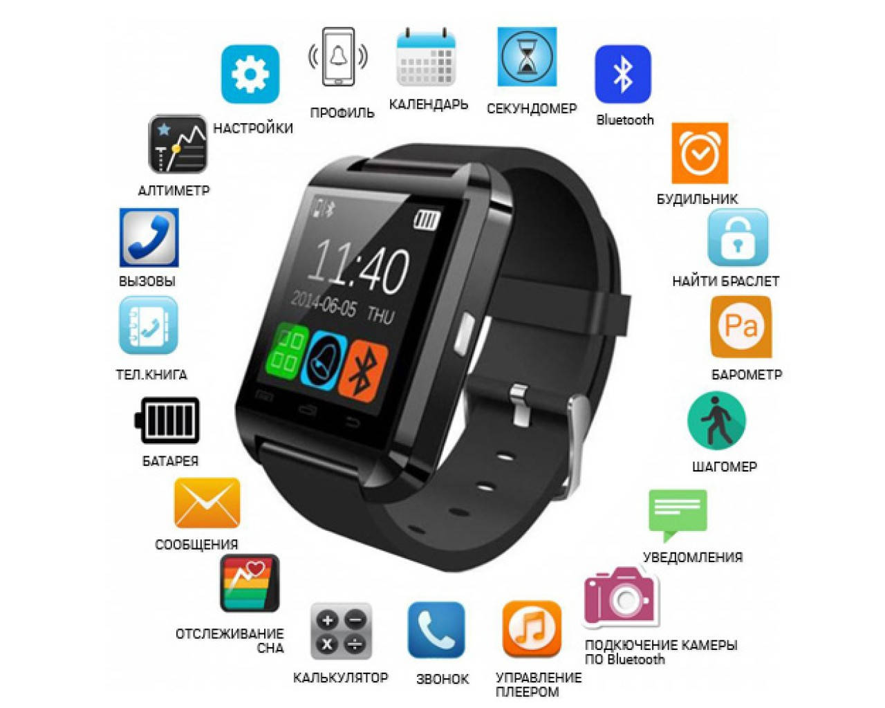 

Smart часы TTech U8 черные