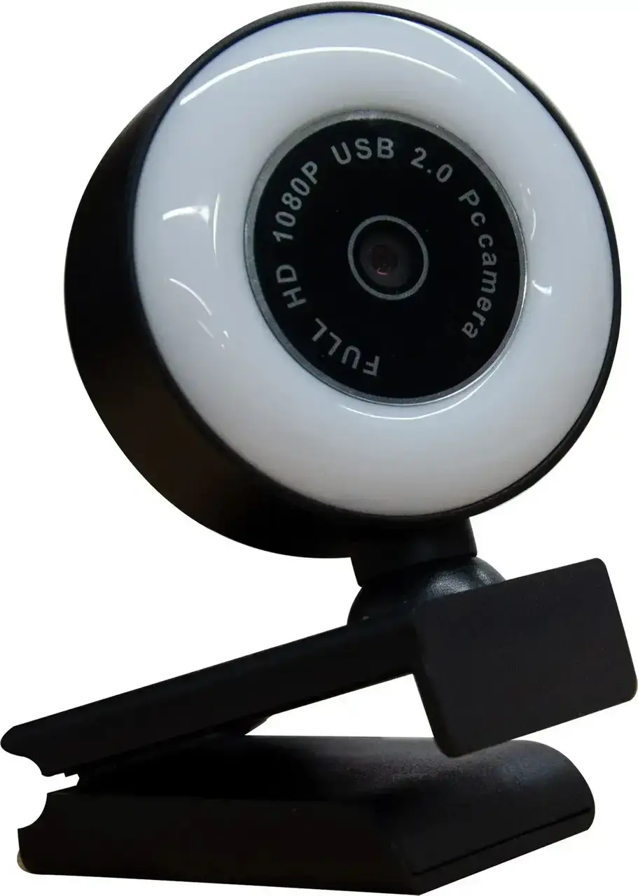 

Веб-камера с кольцевой LED подсветкой и микрофоном OKEY FHD LED 1080P, Черный
