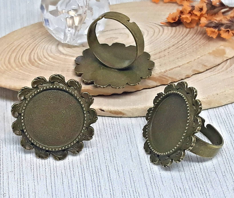 

Основа для кольца Сеттинг круглая Бронза 26,5 мм под кабошон 18 мм