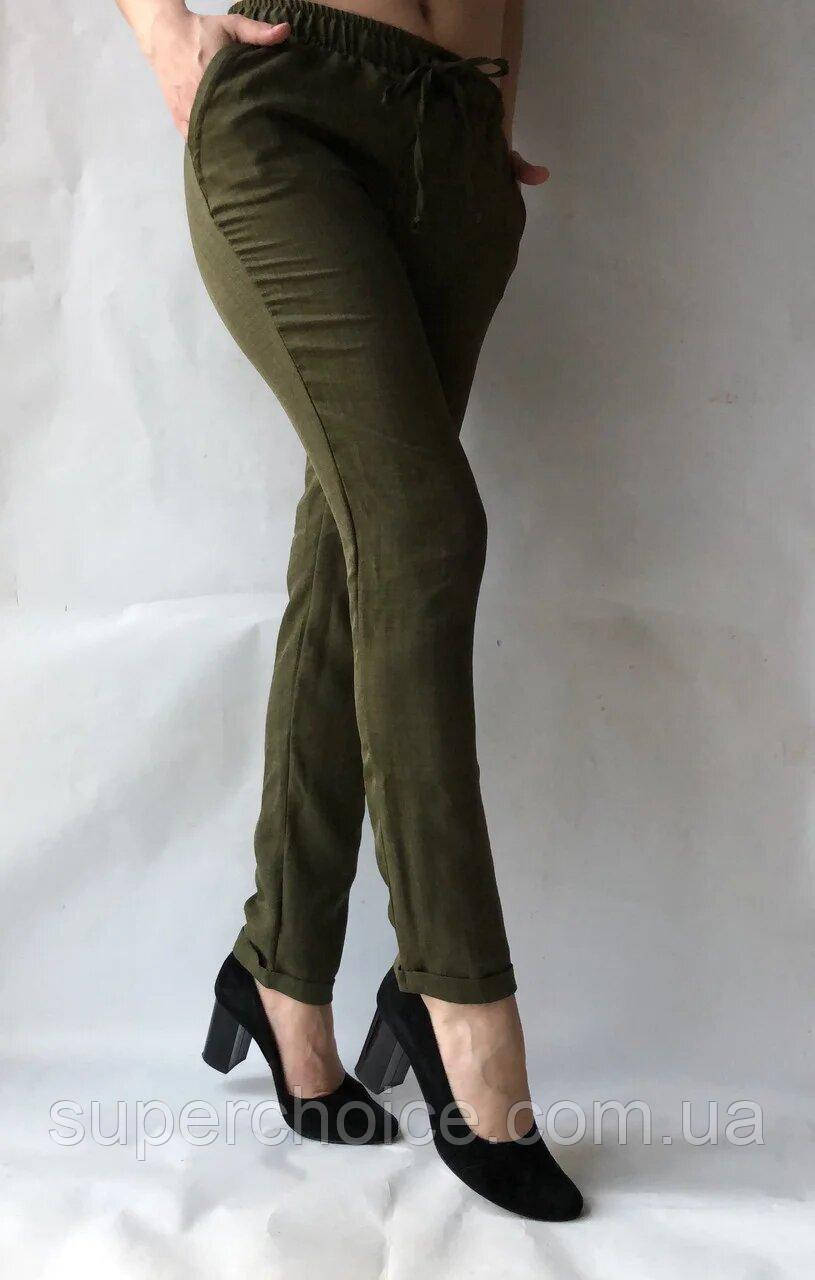 

Женские легкие летние штаны з льна-коттона 46