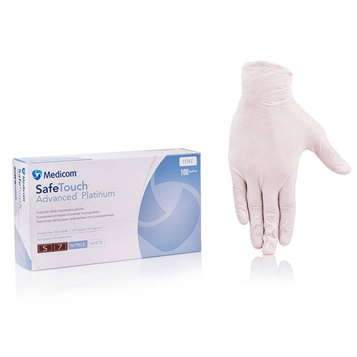 

Нитриловые перчатки Белые Medicom SafeTouch Platinum White, Белый