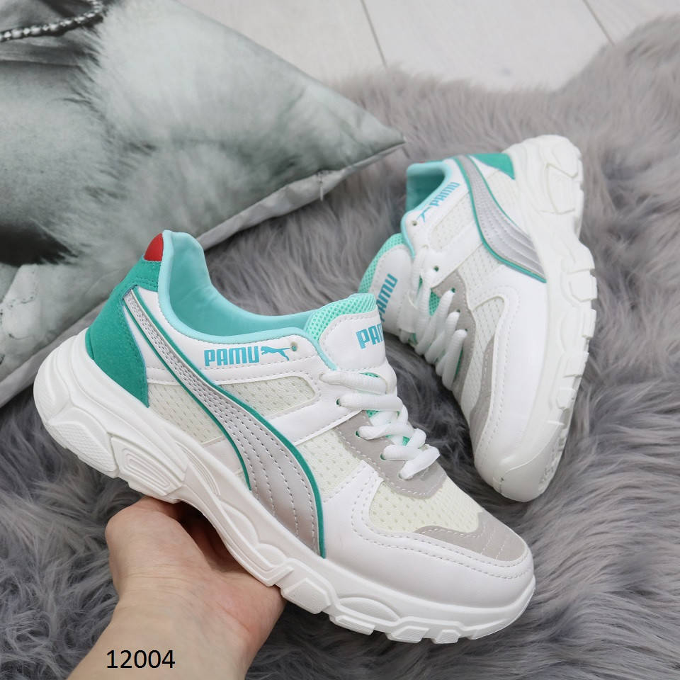 

Женские дышащие кроссовки в стиле puma пума белые с мятным