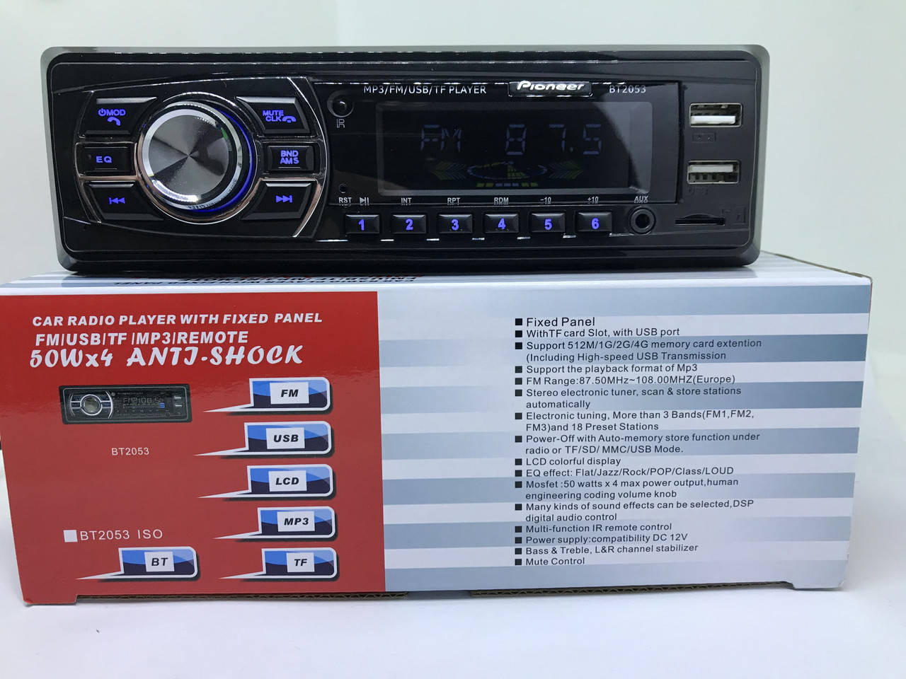 

Автомагнитола Pioneer 2053 BT.Bluetooth. USB,SD,AUX,FM.4x Вт