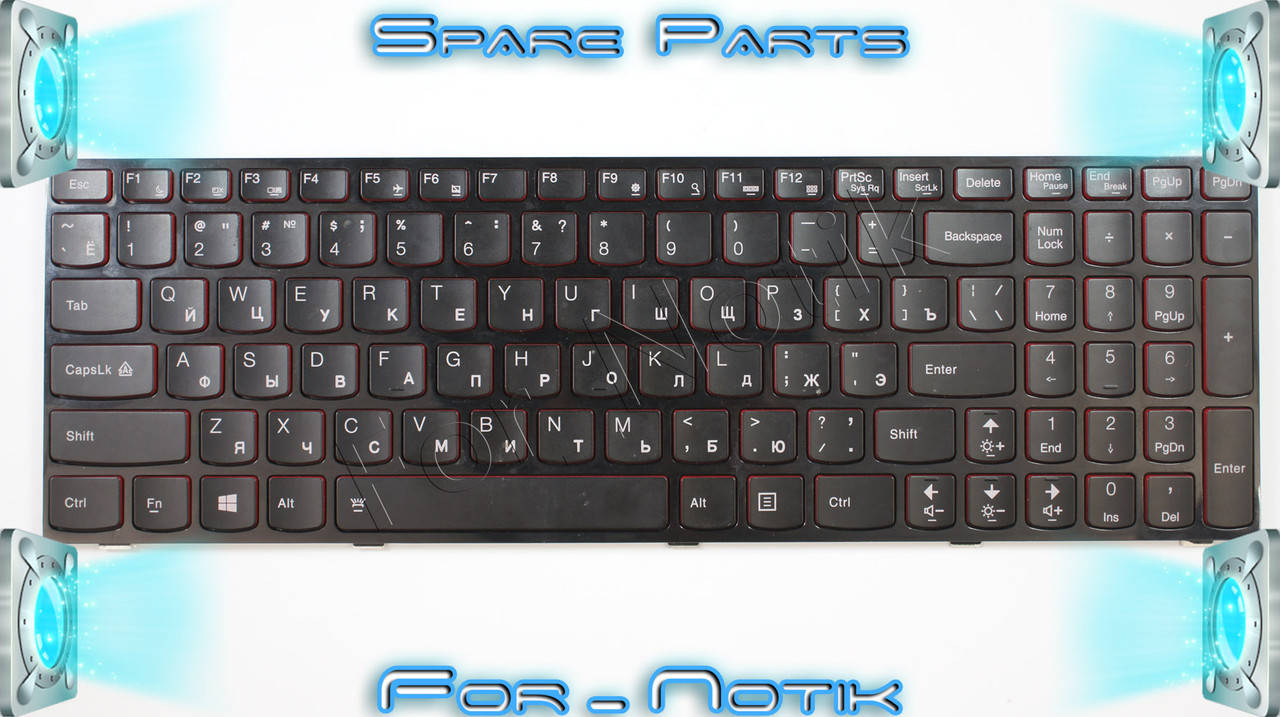 

Клавиатура для ноутбука LENOVO (Y500, Y510p) rus, black, подсветка клавиш, Черный