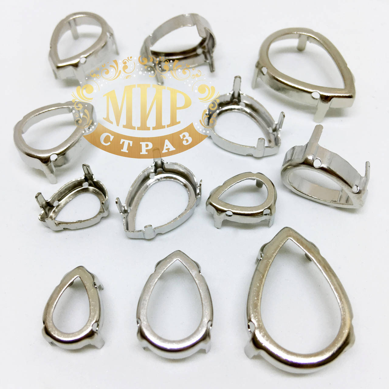 

Серебряные цапы, Капля, 13х18 мм, 1 шт