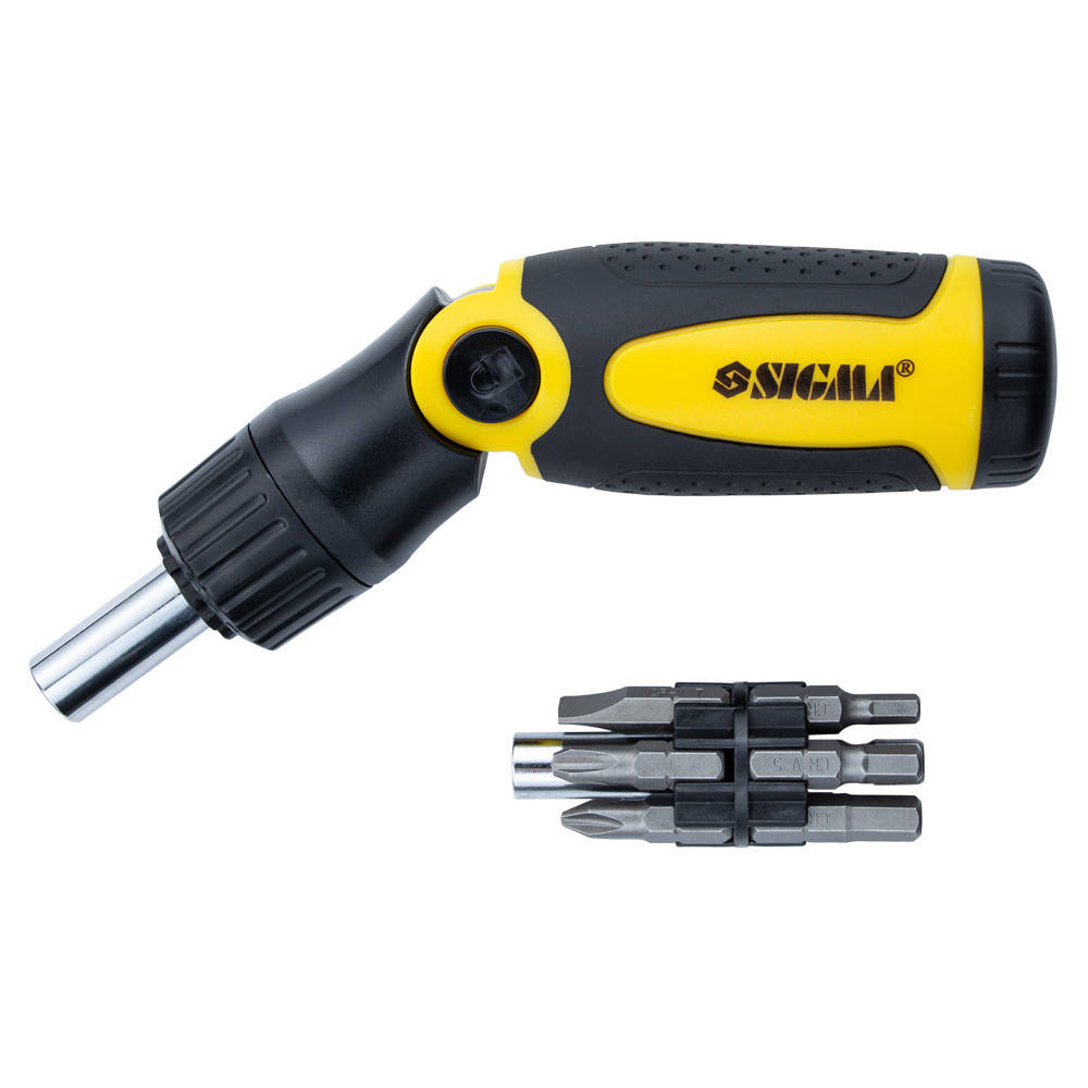 

Отвертка с реверсом ломаная + биты 12шт CrV SIGMA (4001961)