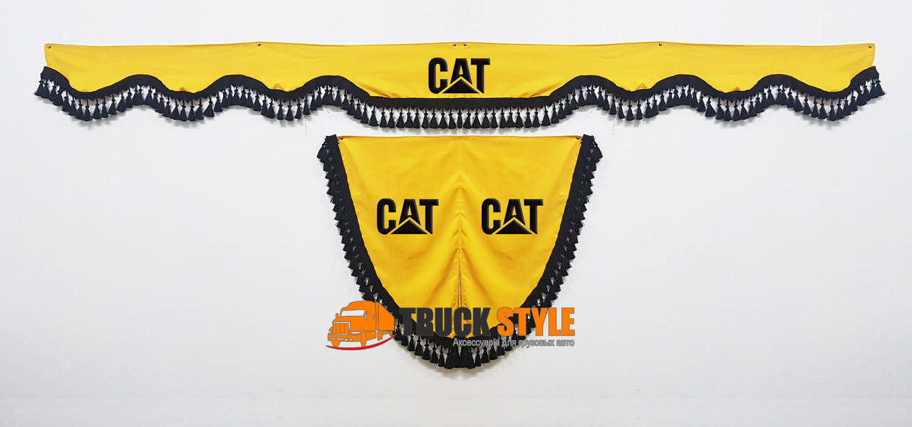 

Ламбрекен на лобовое скло + 2 угокли CATERPILLAR CAT ( ламбрекены, шторы в кабину)