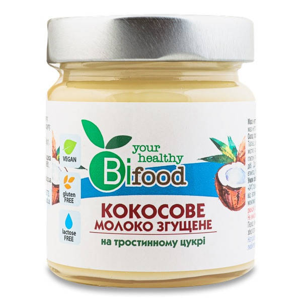 

Кокосовое сгущенное молоко на тростниковом сахаре Bi food, 240г