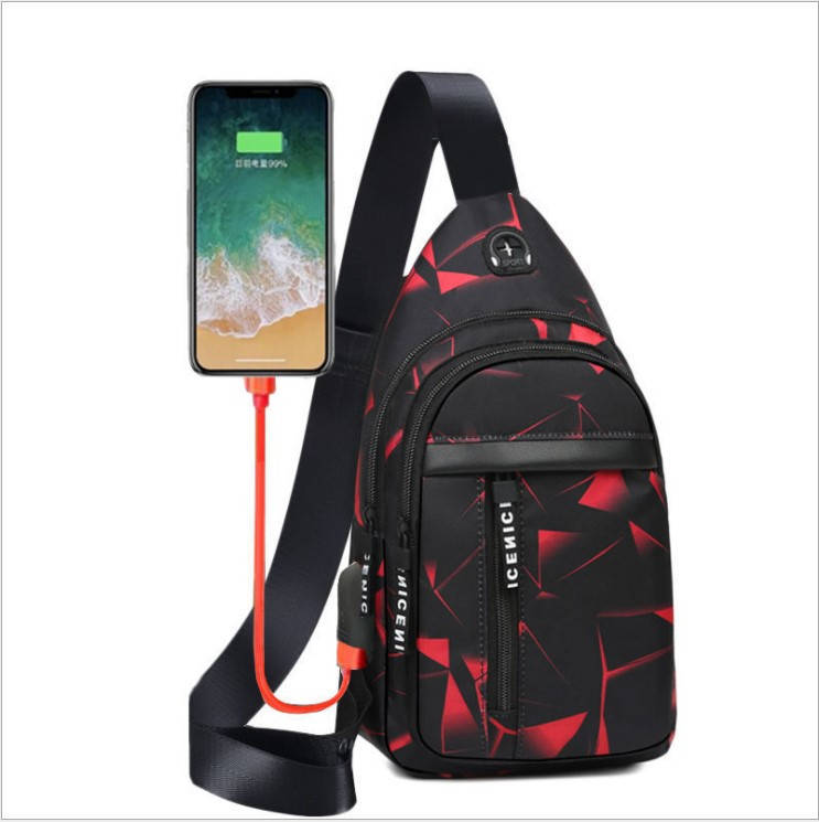 

8055 Рюкзак мужской нейлон комбинированный черный с красным