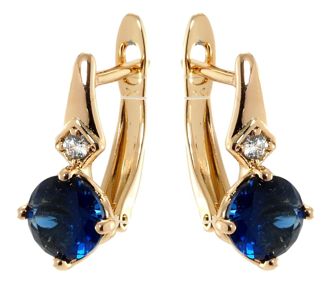

Серьги Xuping Позолота 18K английский замок "Синие фианиты"
