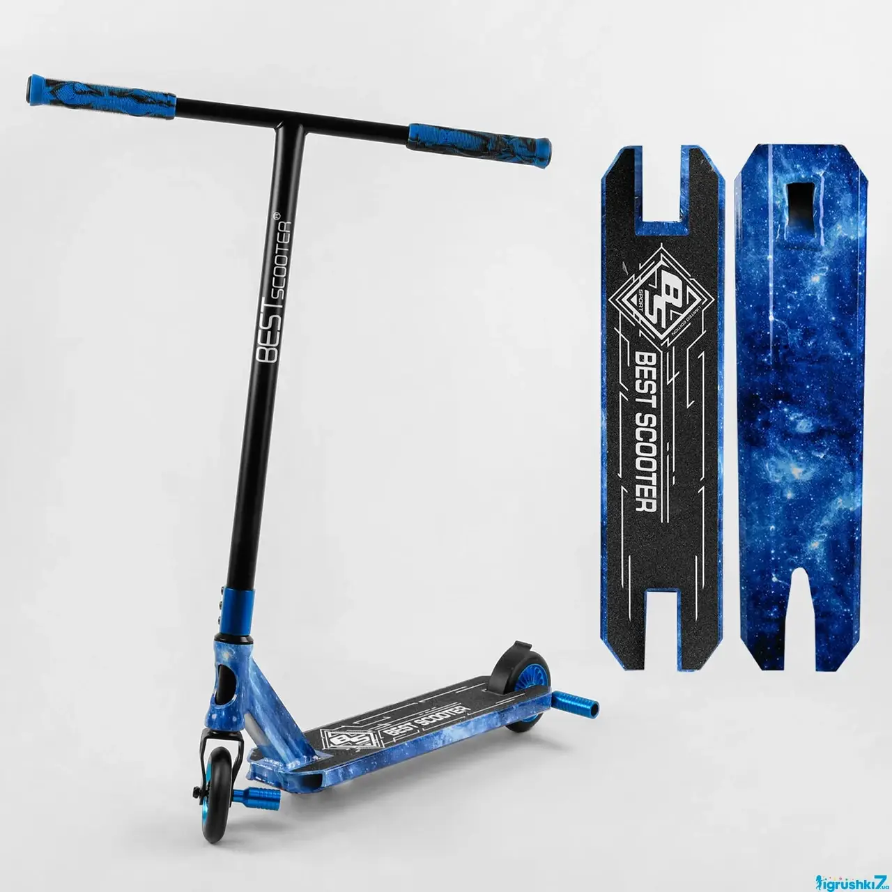 

Самокат трюковый Best Scooter BS-99588 HIC-система, ПЕГИ, алюминиевый диск и дека с ПРИНТОМ, колёса PU,