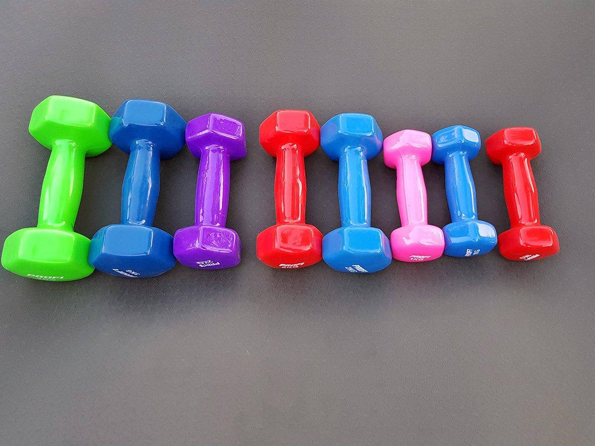 

Гантели для фитнеса виниловые цельные (неразборные) OSPORT Profi 2 кг (FI-0105), Разные цвета