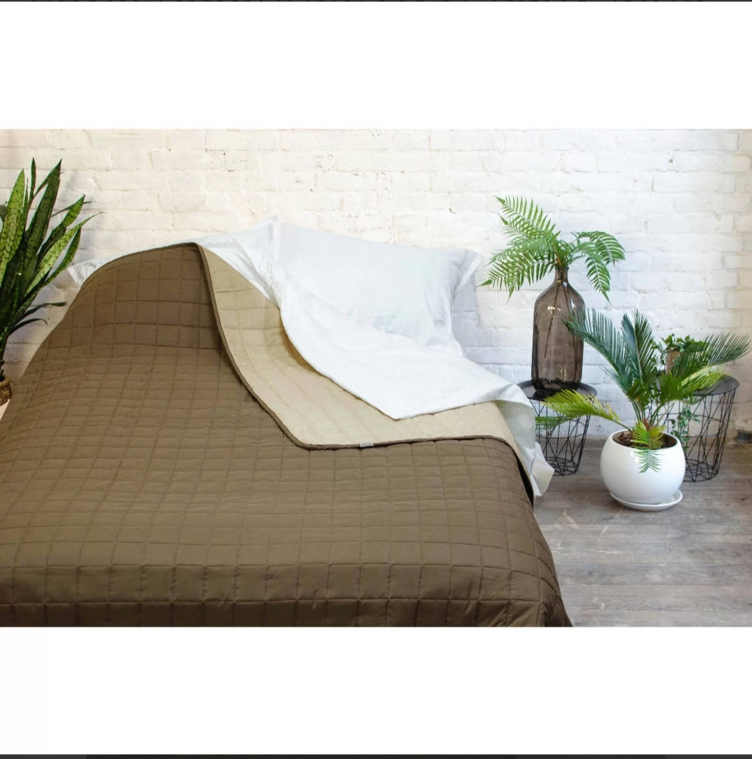 

Покрывало стеганое двухстороннее из микрофибры 210*220 Дуэт ТМ Вилюта капучино