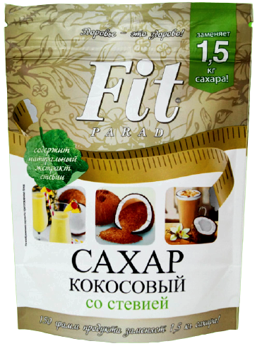 

Кокосовый сахар ФитПарад со стевией (1:10) дой-пак (150 грамм)