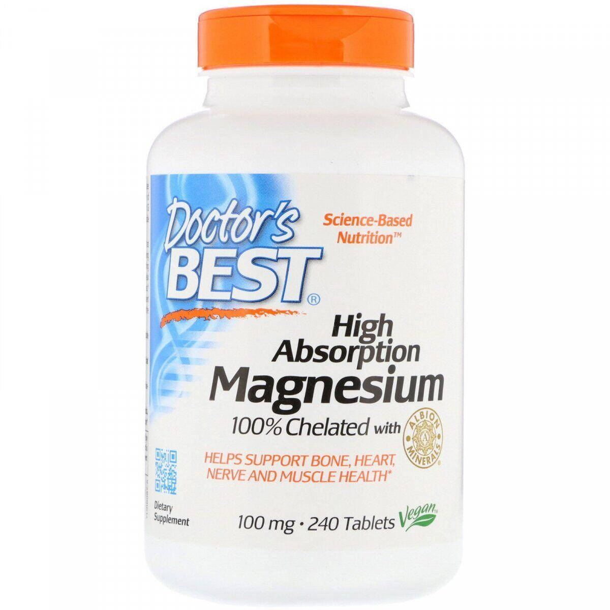 

Doctors Best, магний хелат (240 таб. х 100 мг), magnesium, магній