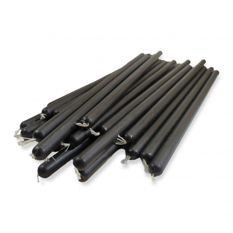 

Восковые свечи - Черные 26 см (15 шт/упаковка), 100% воска, хорошо скручиваются, Черный