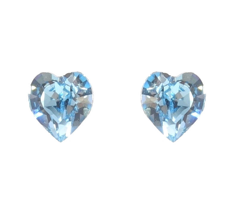 

Серьги Xuping Родий с кр-ми Swarovski гвоздики (пусеты) "Кристальные сердечки Aquamarine"