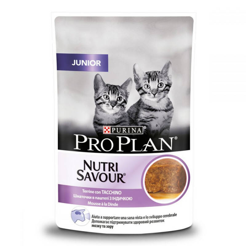 

Влажный корм для котят Purina Pro Plan Junior Nutrisavour Кусочки в паштете с индейкой 85 г