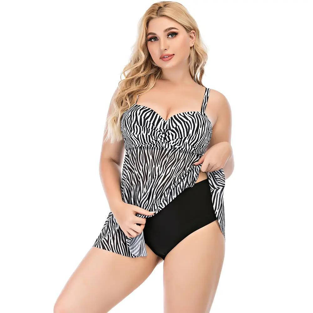 

Купальник танкини сеточка чёрно-белый на большой бюст - 425-05