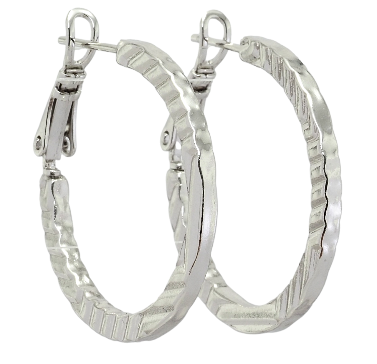 

Серьги Xuping Родий кольца (конго) "Классика с узором" ø 2,9см