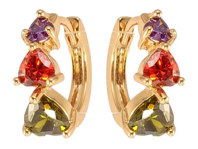 

Серьги Xuping Позолота 18K колечки "Три кристальных сердечка"