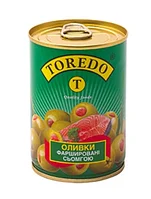 

Оливки зеленые фаршированные семгой Toredo 280 гр