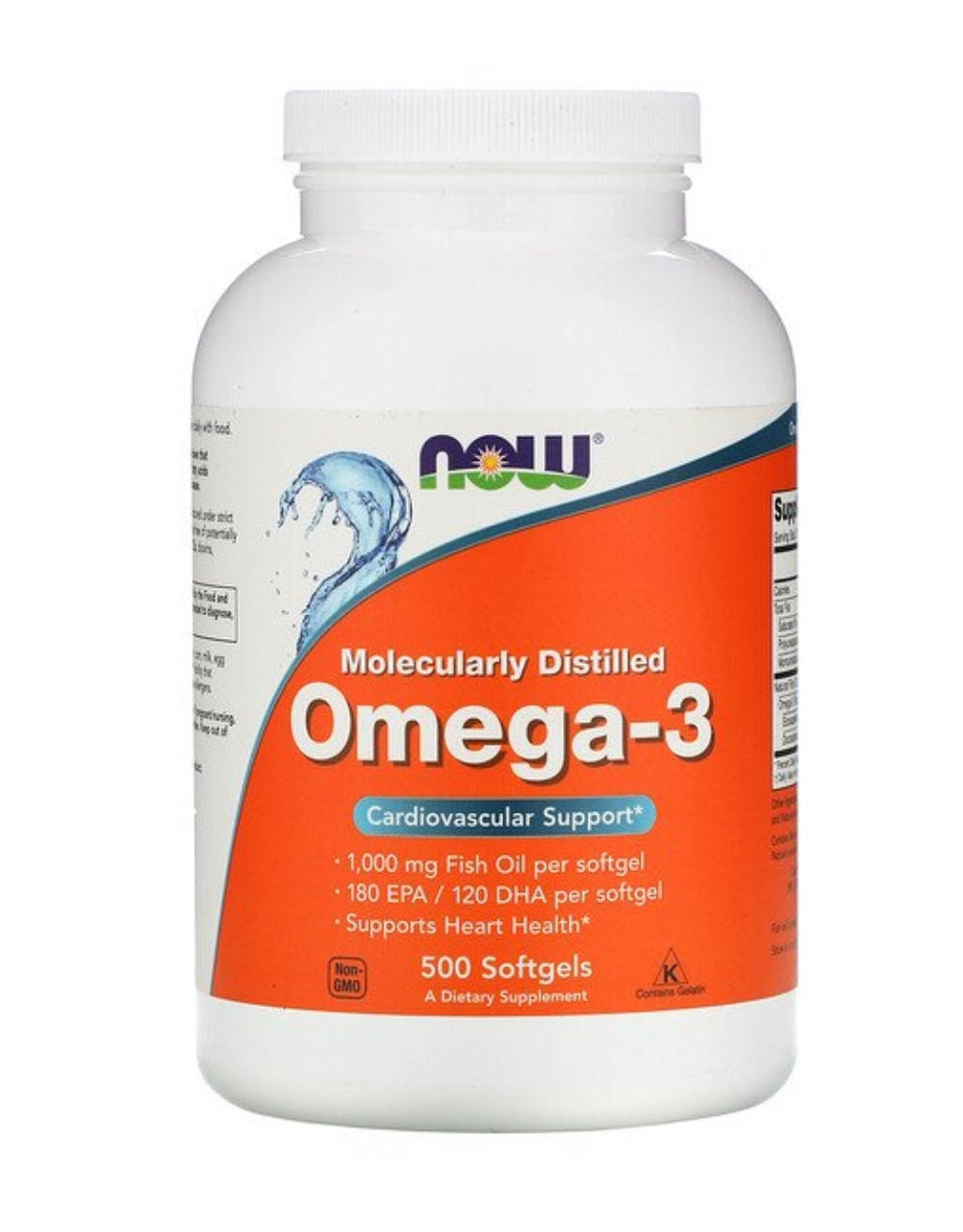 

Омега-3, очищенная на молекулярном уровне, Now foods 500 капсул