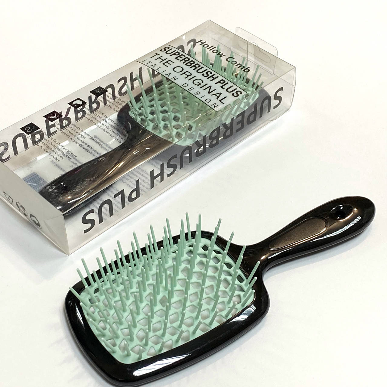 

Расческа для волос Superbrush Plus Hollow Comb, чёрный/мятный, Бирюзовый