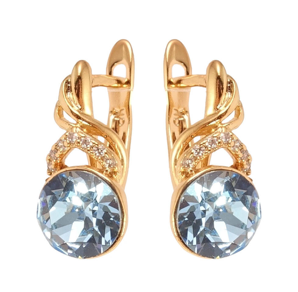 

Серьги Xuping Позолота 18K с кр-ми Swarovski английский замок "Утонченность с кристаллами Aquamarine"