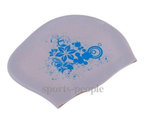 

Шапочка для плавания Flowers, женская, для длинных волос, силикон, разн. цвета серая