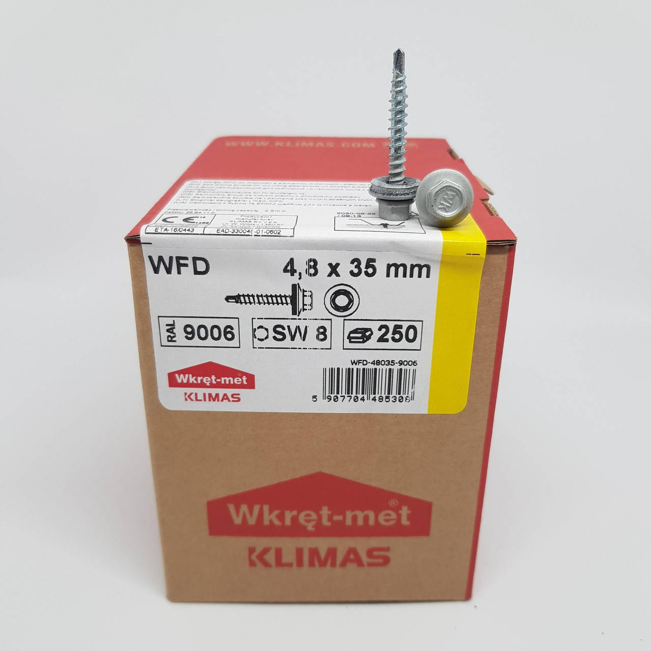 

Кровельные саморезы Klimas Wkret-Met 4,8х35 мм по дереву (250 шт.) с резиновой шайбой EDPM для металлочерепицы