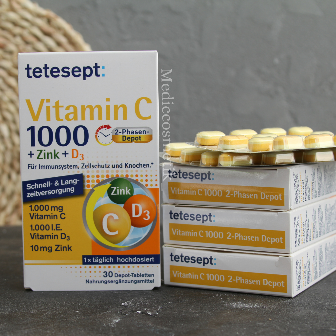 

Vitamin C 1000 +Zink +D3 Tetesept- комплекс для иммунитета Германия 30 штук