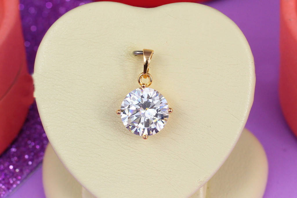

Кулон Xuping Jewelry белый камень на четыре крепления 12 мм золотистый