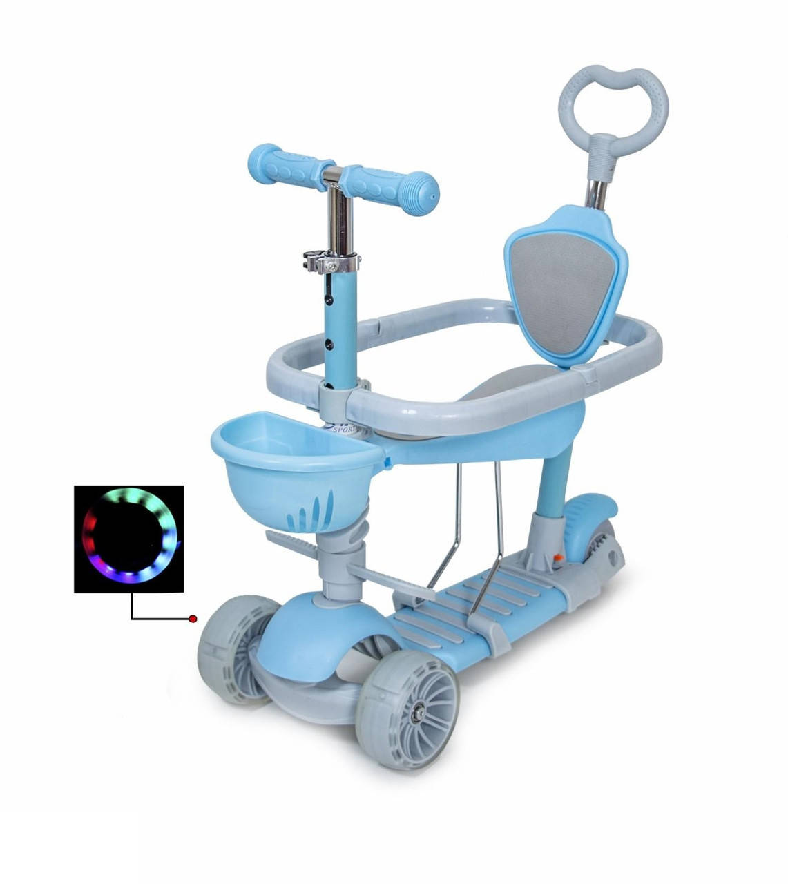 

Самокат Scooter Smart 5в1 с бортиком Голубой