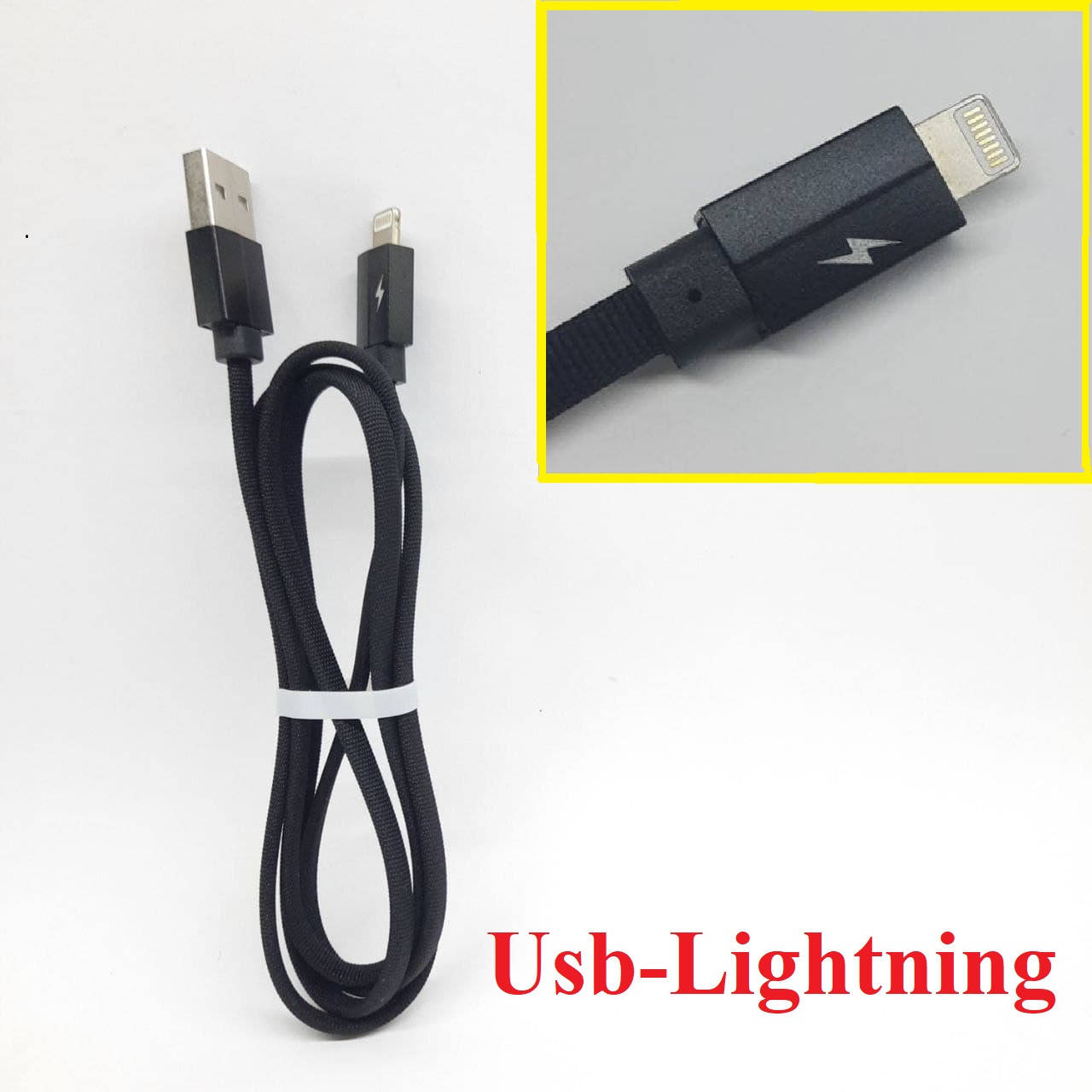 

Кабель Lightning для зарядки IPhone 1м черный в тканевой оплетке