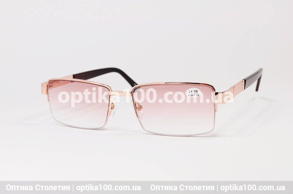 

Оки для зрения на широкое лицо. Тонированные линзы. Дужки на флексах +3.0, Золотистый