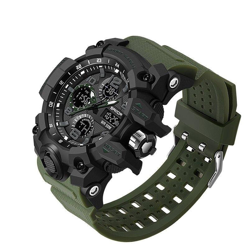 

Мужские армейские часы наручные водонепроницаемые Sanda 6021 Green-Black