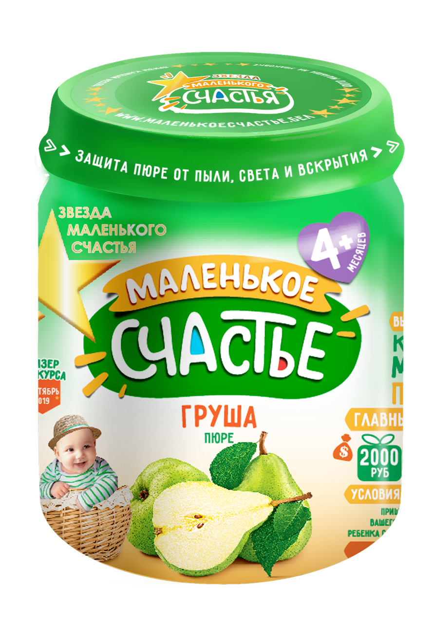 

Пюре Груша, 90г ,от 4 мес., ТМ"Маленькое счастье"