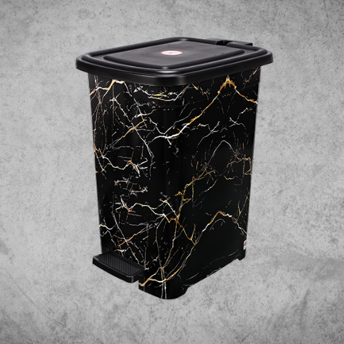 

Узкое мусорное ведро с педалью с рисунком Черный мрамор 25л 280/360/445 Elif 348