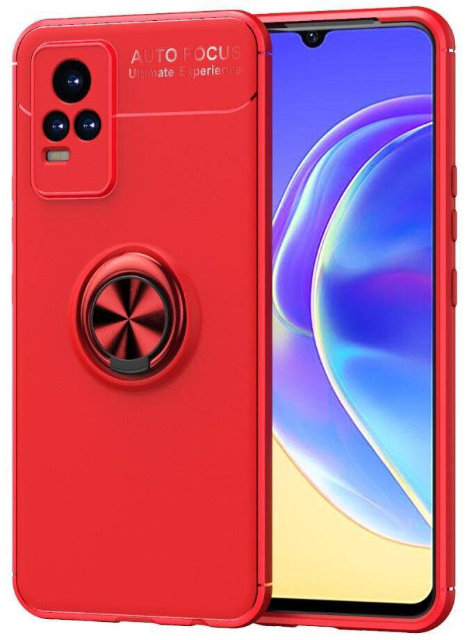

Чехол с кольцом Vivo V21e Autofocus (Виво В21е), Красный
