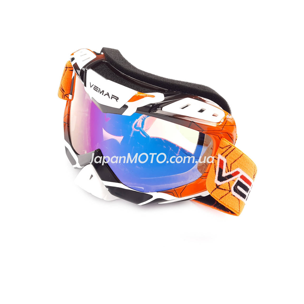 

Очки кроссовые VEMAR MJ-1015 (черно-оранжевые, стекло темное)